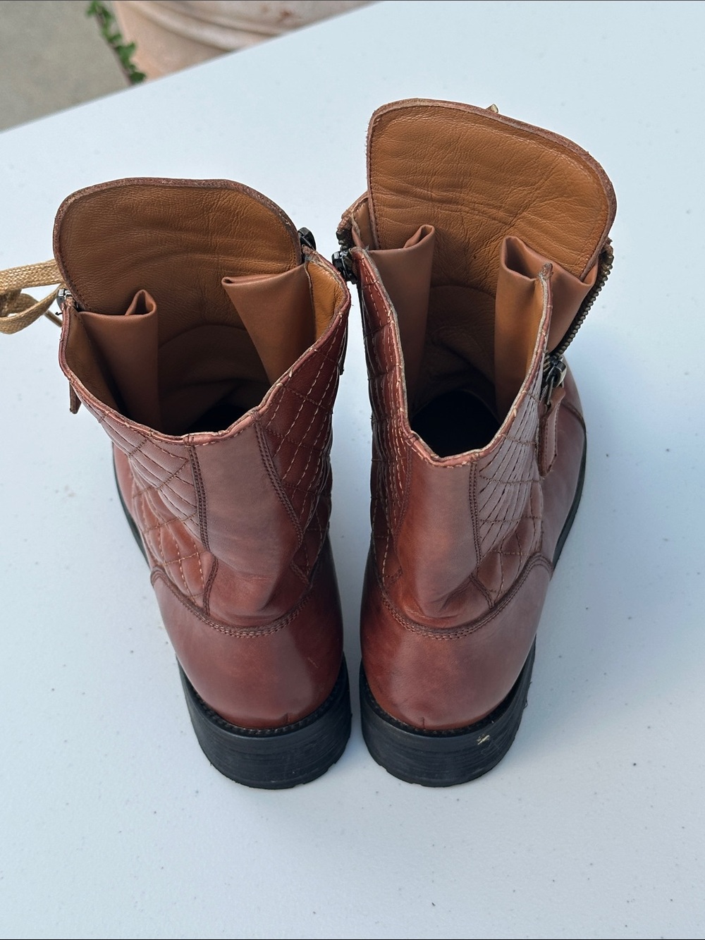 CHANEL Brown Quilted Leather Lace-Up Boots (DAMAGED) - Picture 3 of 5